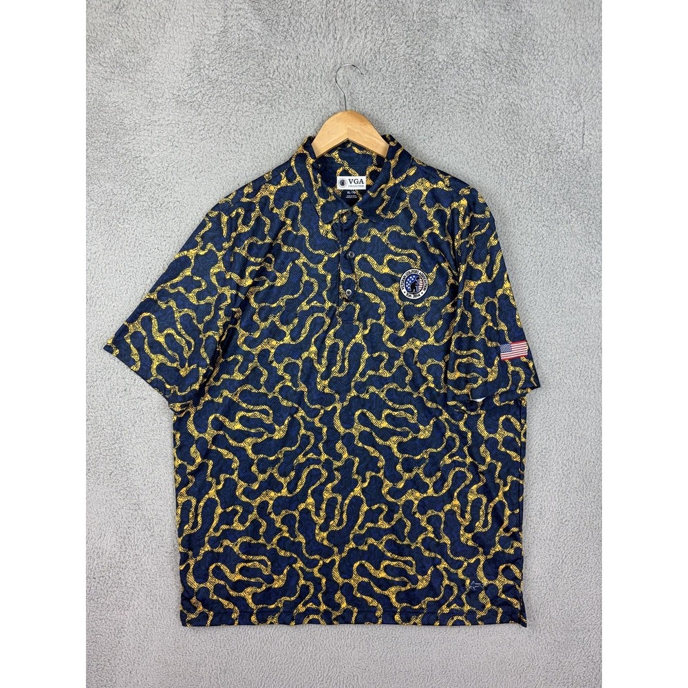 Vga Collection Veteran Golfers Association Polo Shirt Mens Xl Blue Abstract Golf